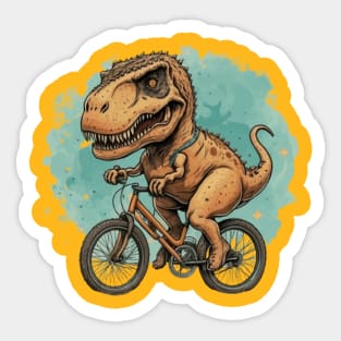 Cute dinosaur on a bicycle, dino t rex bicycling cute gift ideas Sticker